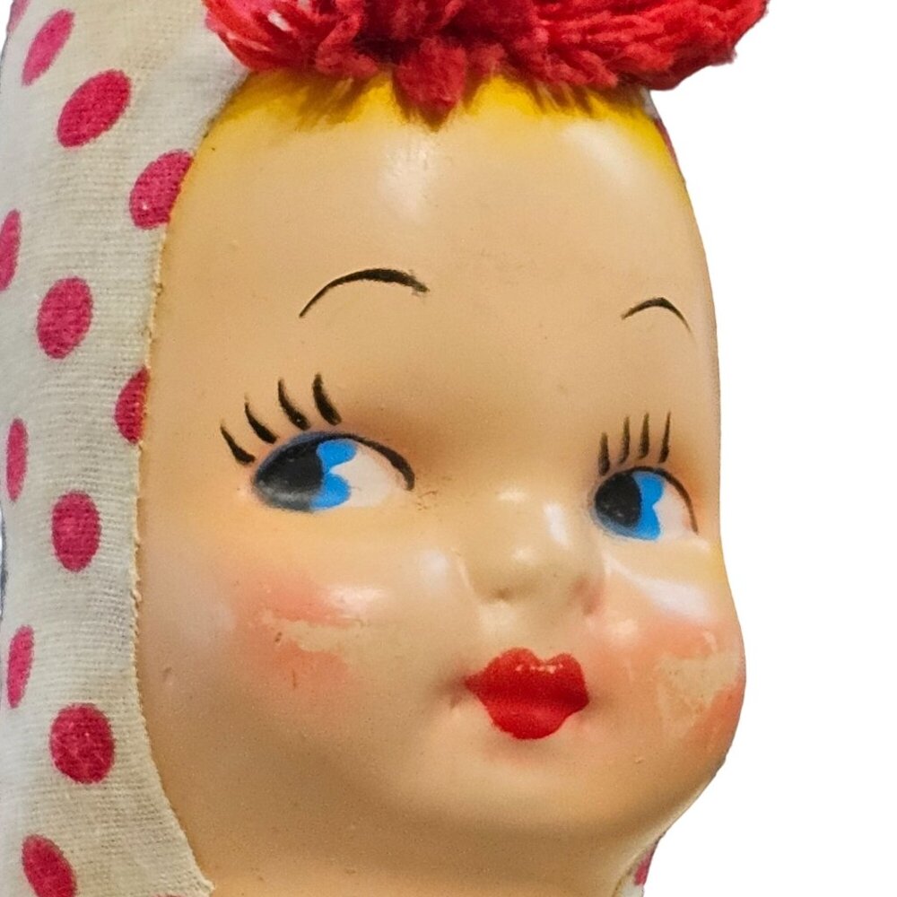 Vintage Baby Doll 50's Handmade Chenille Polka Dots Cherub 5x10